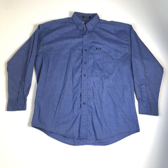 Chaps Ralph Lauren Blue Button Up Long Sleeve Shirt Size Large‎ L - Picture 1 of 9